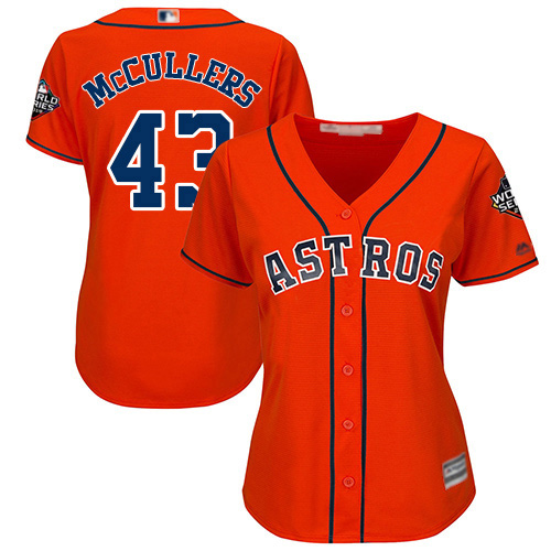 Astros #43 Lance McCullers Orange Alternate 2019 World Series Bound Women's Stitched MLB Jersey